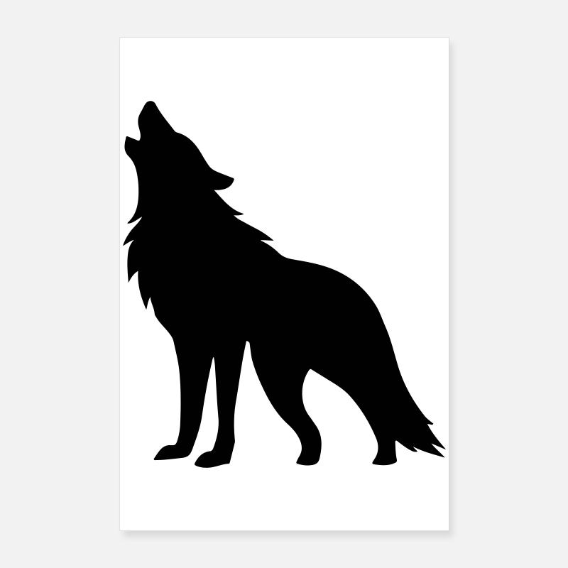 Silhouette de loup Poster 60 x 90 cm