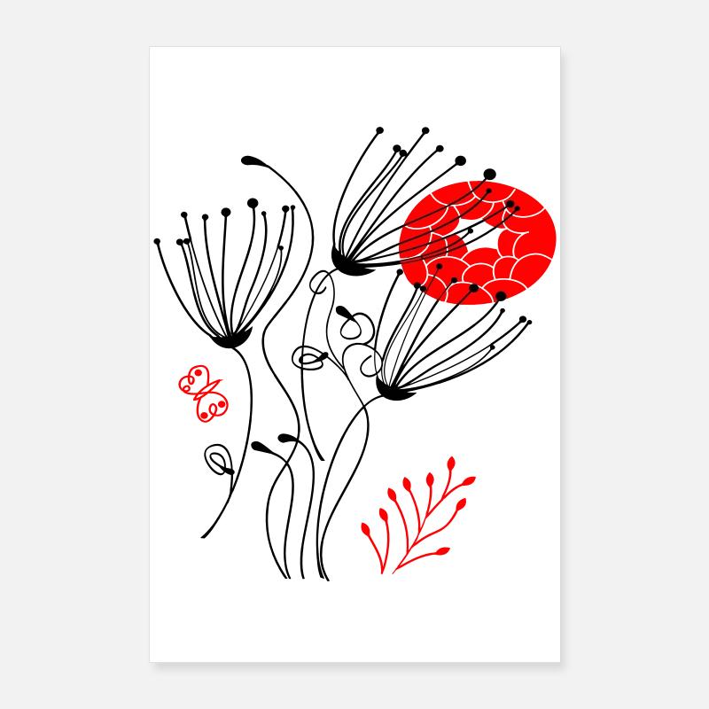 fleurs délicates en filigrane, Fleurs Poster 60 x 90 cm