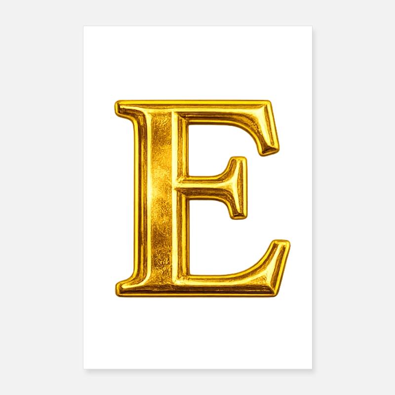 Golden E Monogram Design Poster 24" x 35" (60x90 cm)