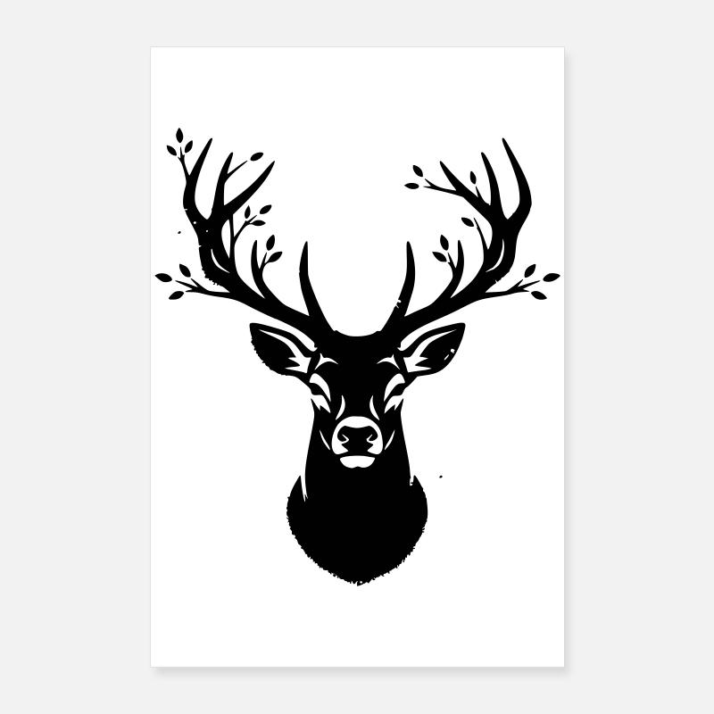 Deer Antlers Forest Silhouette Poster 24" x 35" (60x90 cm)