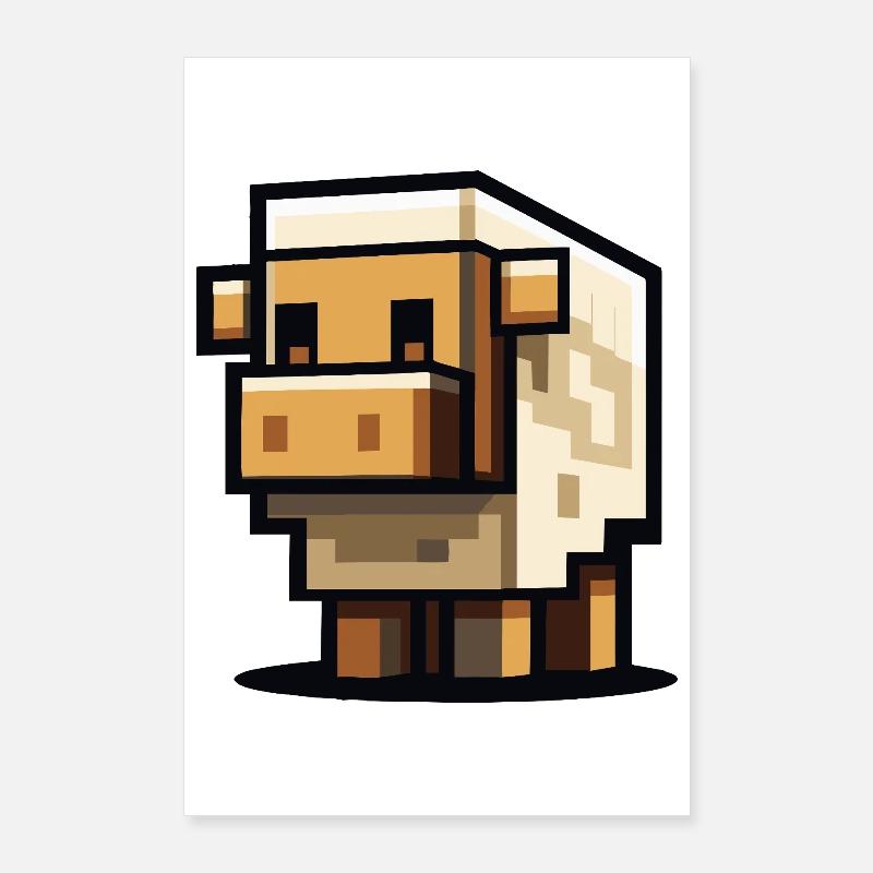Block Sheep – Süßes Pixel Schaf Poster 60x90 cm