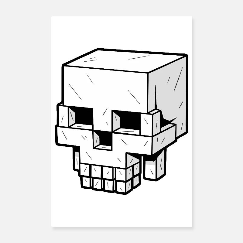 Style crâne en blocs Pixel Look Poster 60 x 90 cm