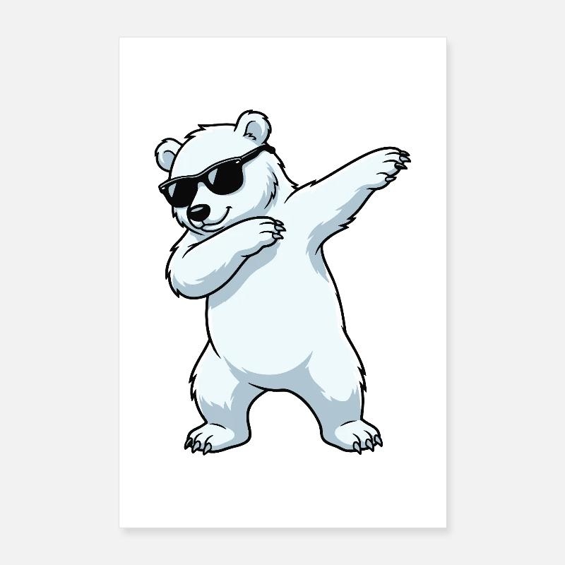 Dessin animé Dab Polar Bear Poster 60 x 90 cm