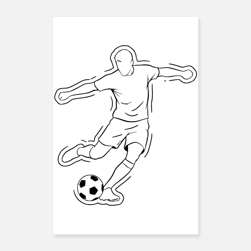 Soccer Dribbling Player Run Vector Poster 24" x 35" (60x90 cm)