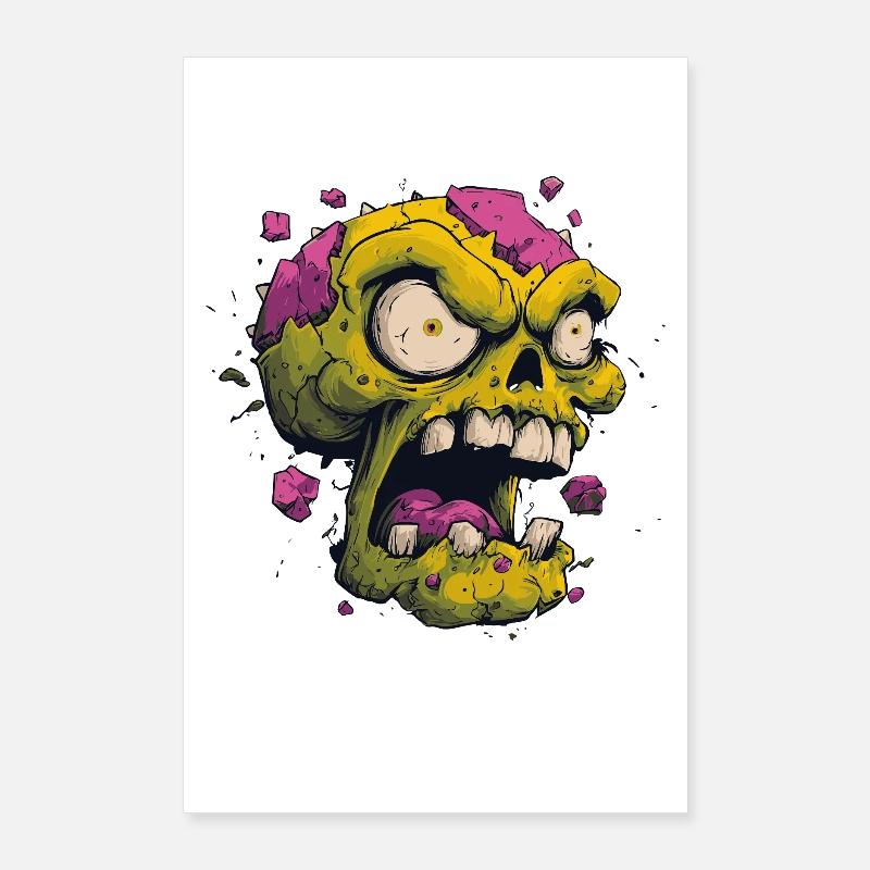Explodierender Schädel – Comic Horror Motiv Poster 60x90 cm