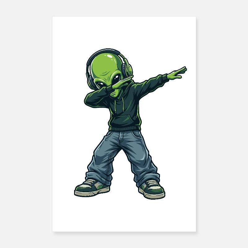 Dabbing Alien – Funny Sci-Fi Cartoon Motif Poster 24" x 35" (60x90 cm)