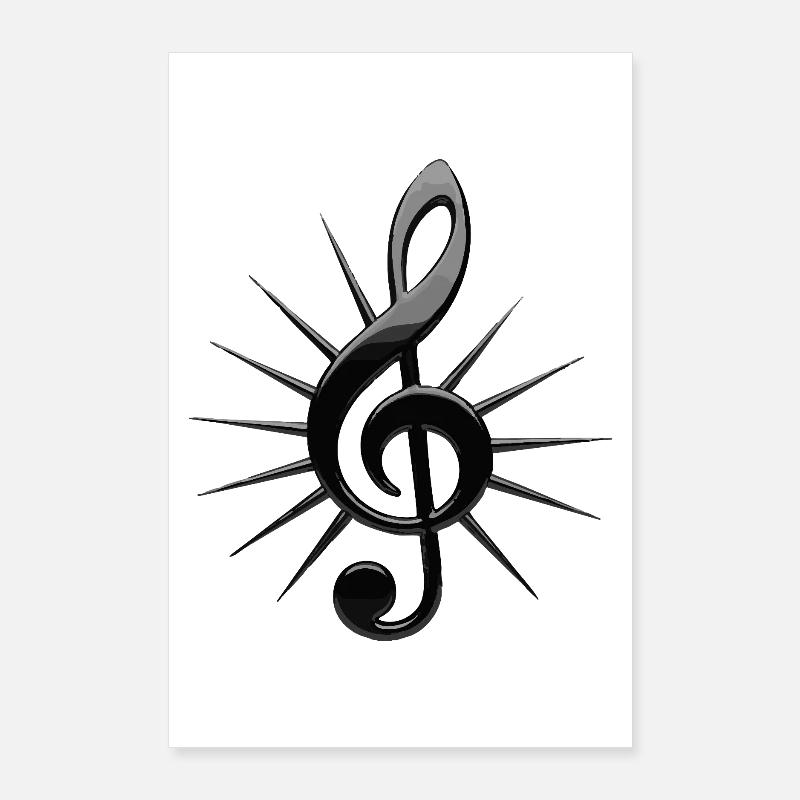 Schwarze Noten mit Strahlen Poster 60x90 cm