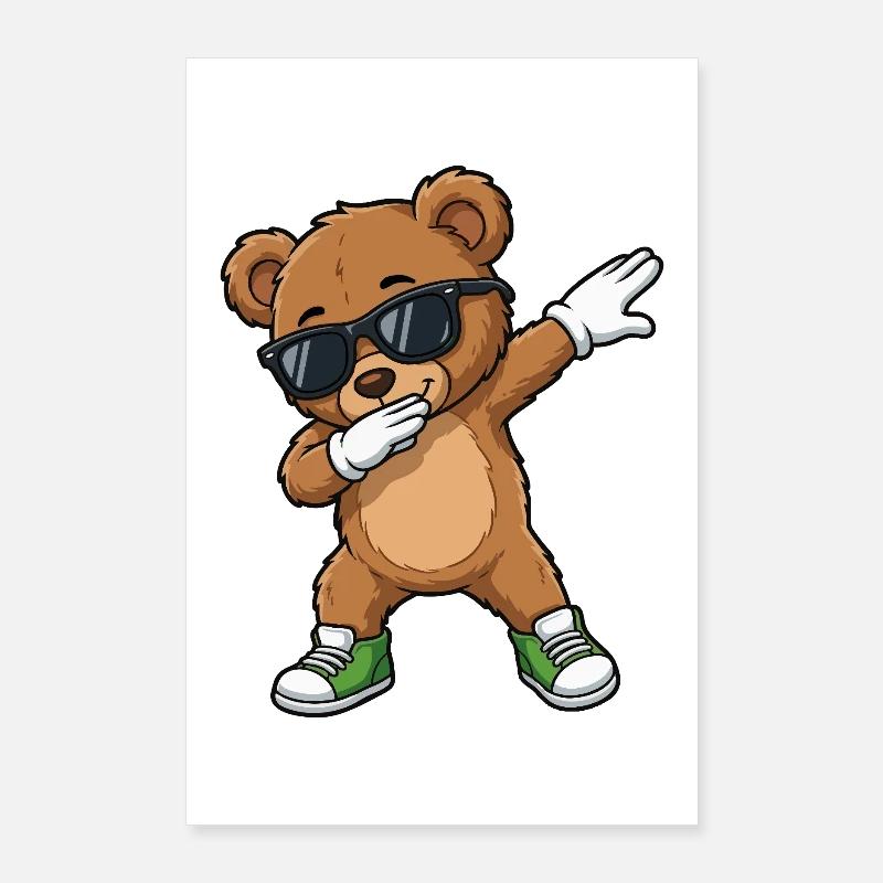 Lunettes de soleil Ours dans le Dab Poster 60 x 90 cm