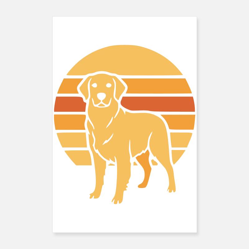 Dog Retro Sunset Flat Icon Poster 24" x 35" (60x90 cm)