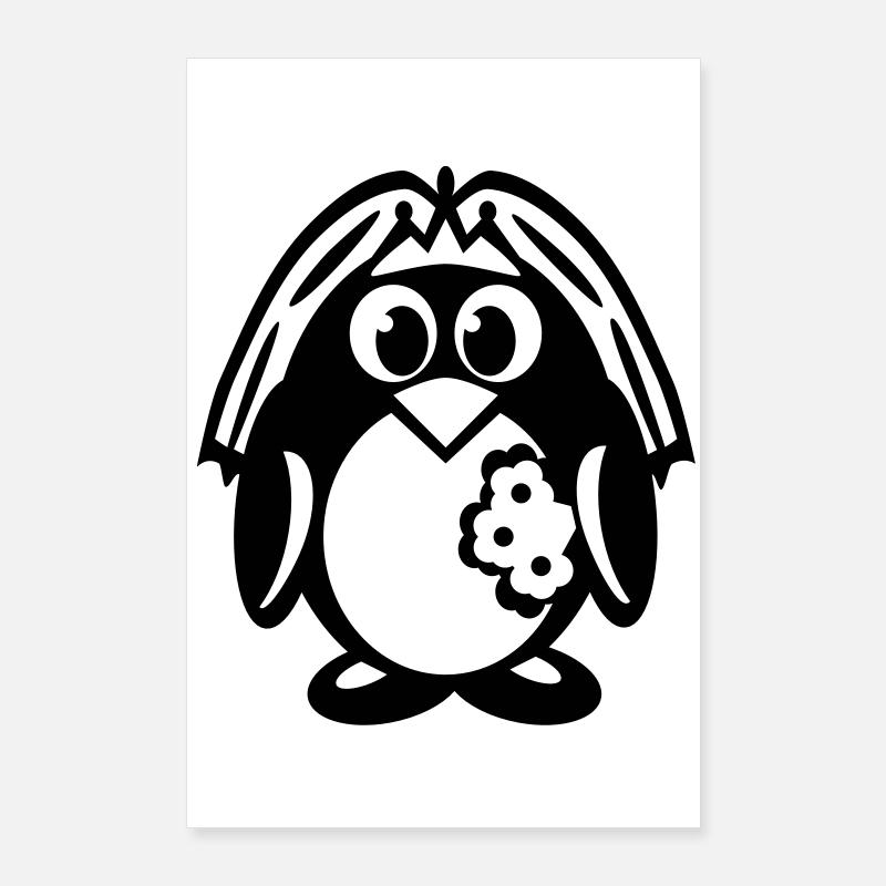 pingouin mariée Poster 60 x 90 cm