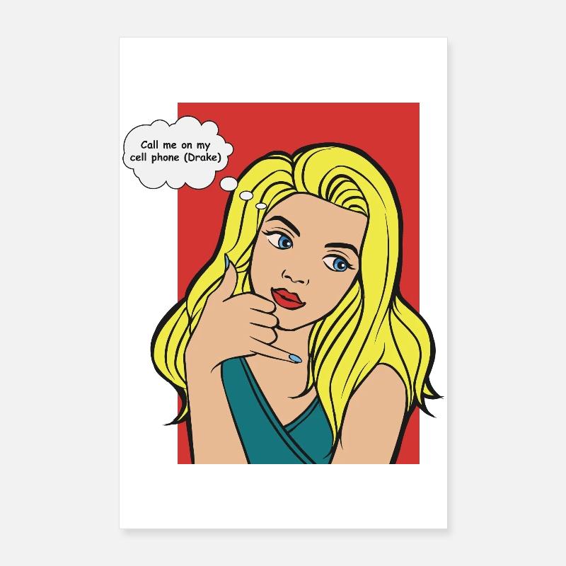 Pop Art Blonde with Thought Bubble Poster 24" x 35" (60x90 cm)