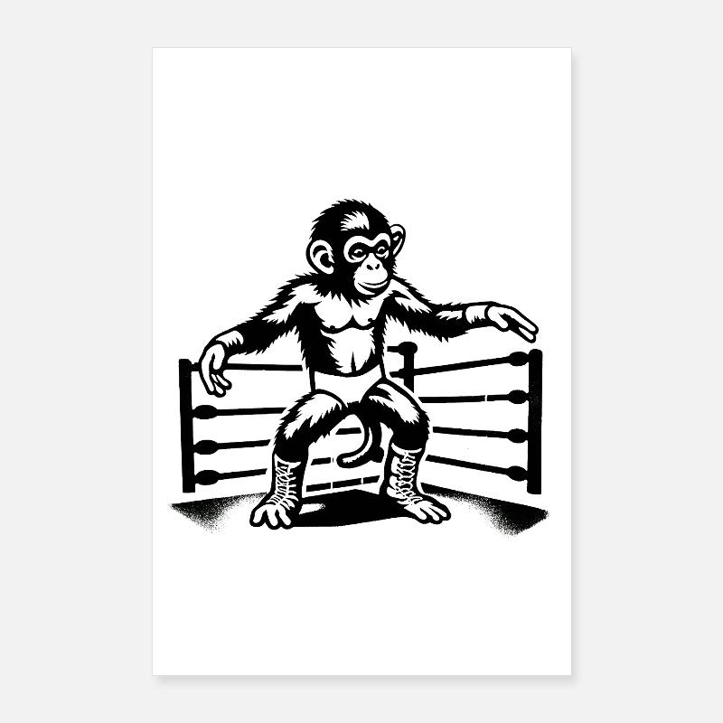Monde des singes de lutte Poster 60 x 90 cm