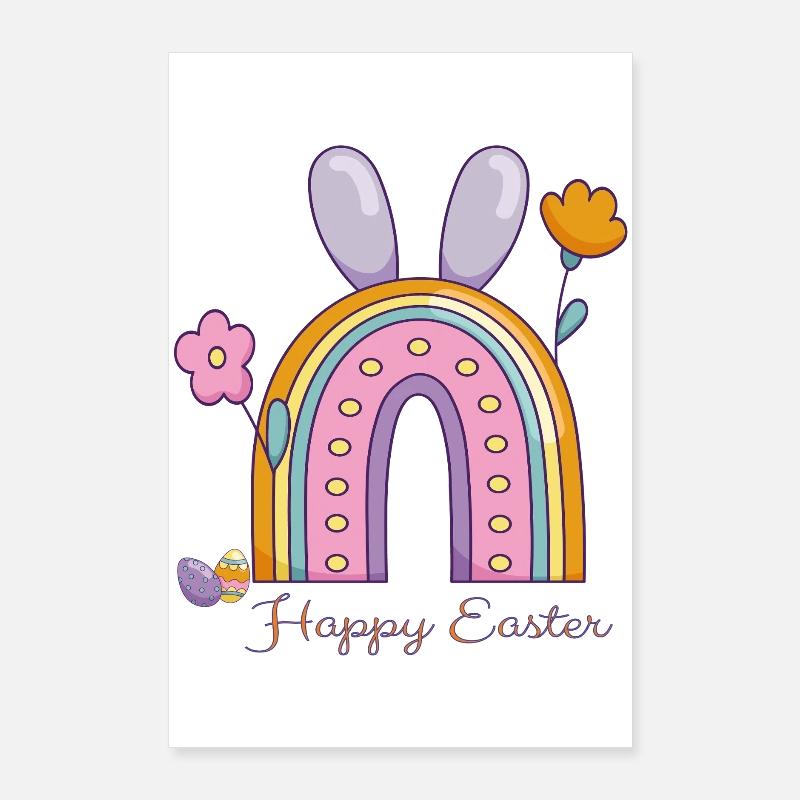 Happy Easter Regenbogen Poster 60x90 cm