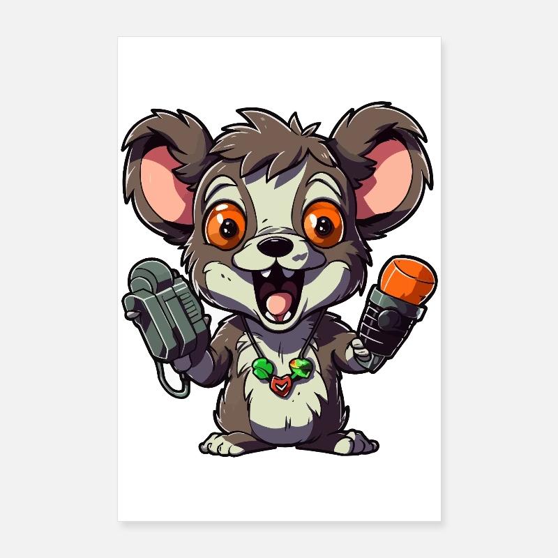 Chibi Ratten-Mikrofon-Combo Poster 60x90 cm