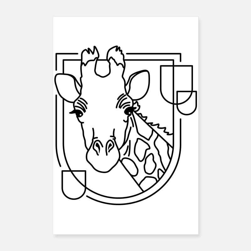 Girafe en forme géométrique - Conception d’art au trait Poster 60 x 90 cm