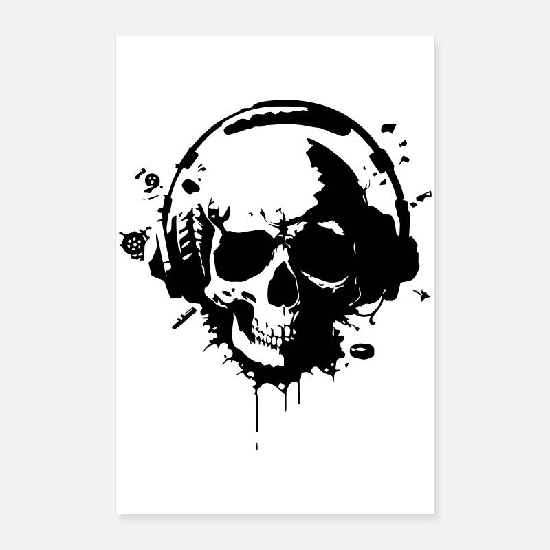 Skull with Helmet (Gamer Skull) Poster 24" x 35" (60x90 cm)