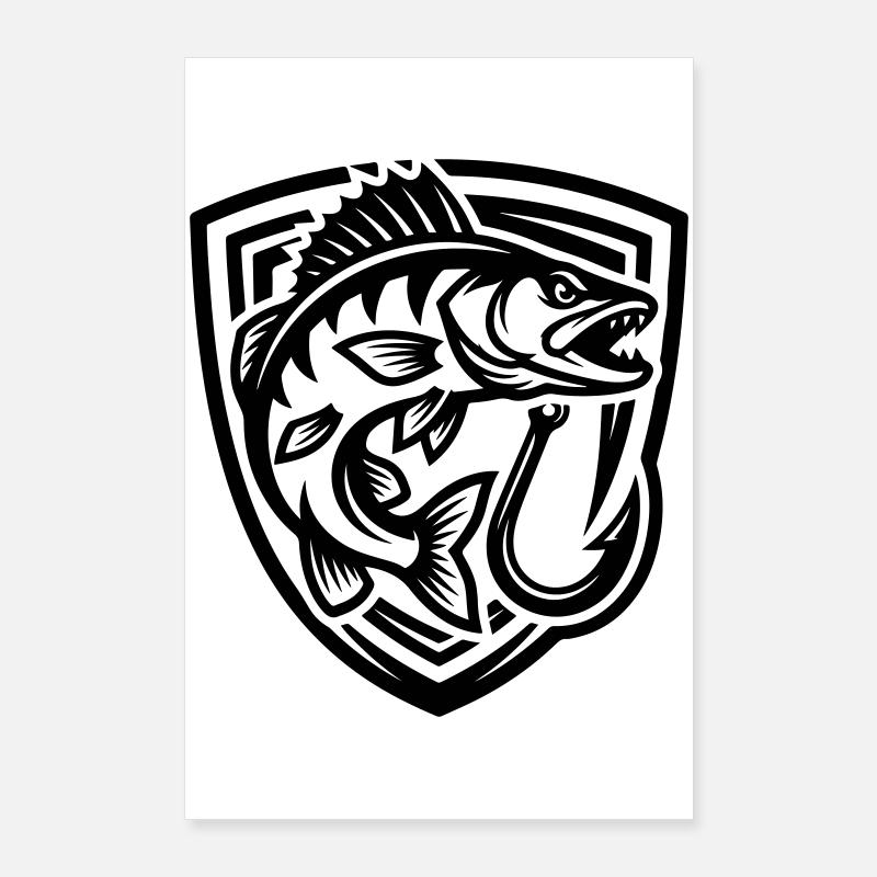 Blason de pêche au brochet Poster 60 x 90 cm