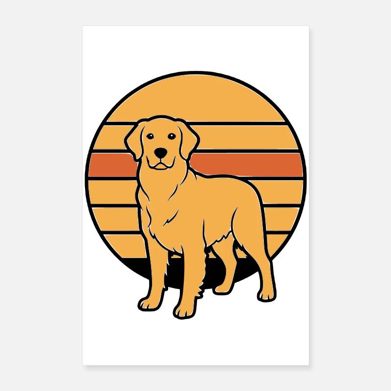 Coucher de soleil rétro Dog Retriever Poster 60 x 90 cm