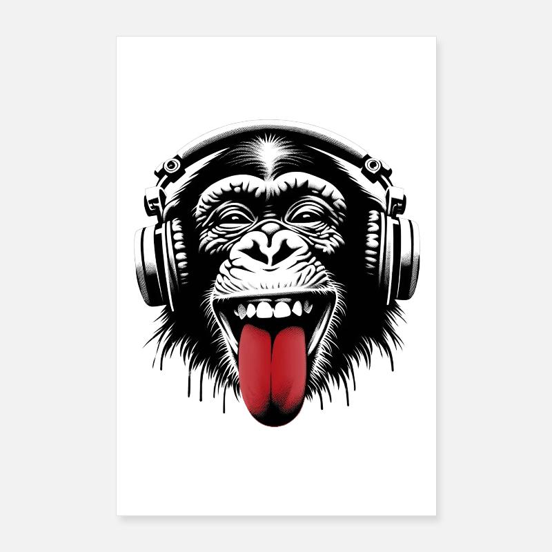 Casque Monkey Music Monkey World 🎧 Poster 60 x 90 cm