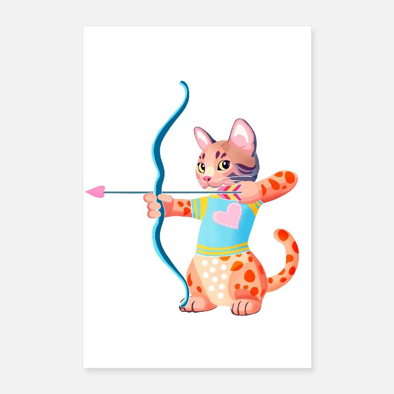 Blauherz-Bogenschützen-Katze Poster 60x90 cm