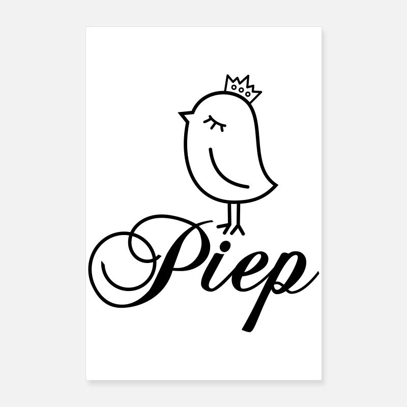 Spatz Piep mit Krone – Piepmatz Vogel Cartoon Poster 60x90 cm