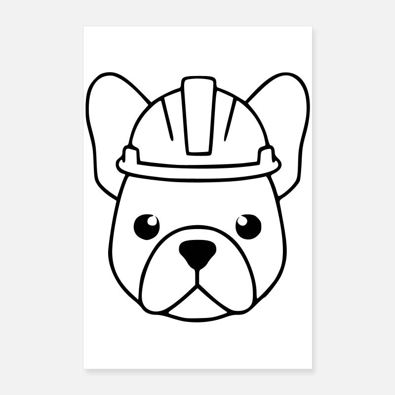 Frenchie Bauhelm Kopf Outline Poster 60x90 cm