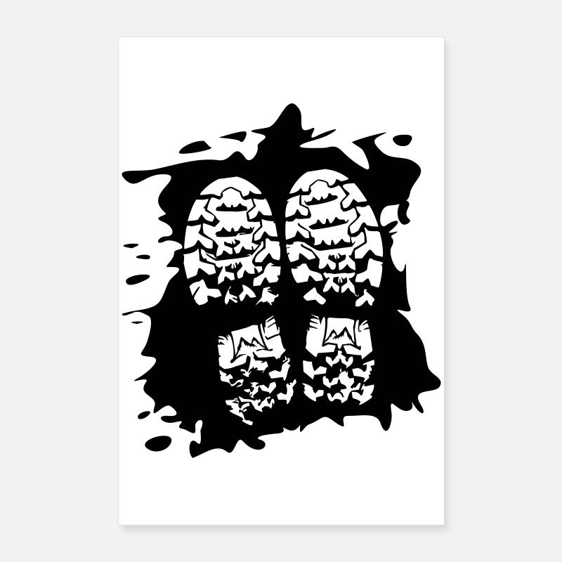 Twin Trails - Empreintes de chaussures [Noir] Poster 60 x 90 cm