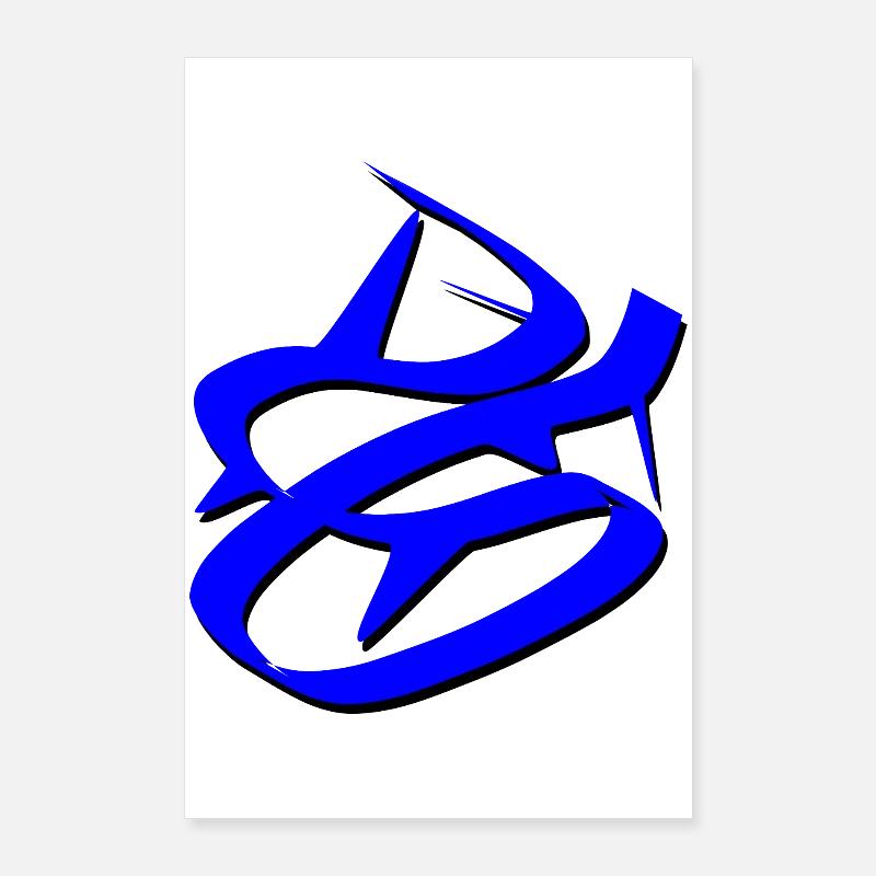 Design de graffiti bleu dynamique Poster 60 x 90 cm