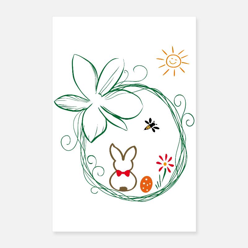 Nid de Pâques avec lapin de Pâques Poster 60 x 90 cm