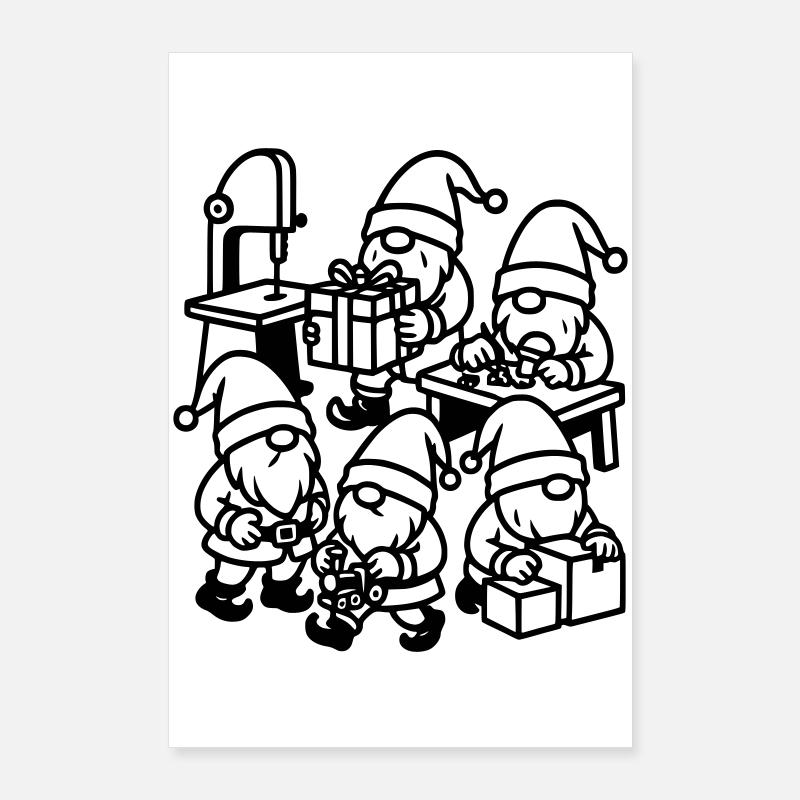 wichtel bei der fleißigen arbeit Poster 60x90 cm