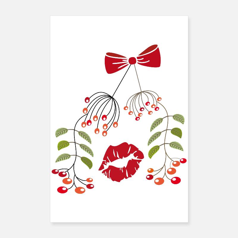 Baiser Sous Le Gui, Noël Poster 60 x 90 cm