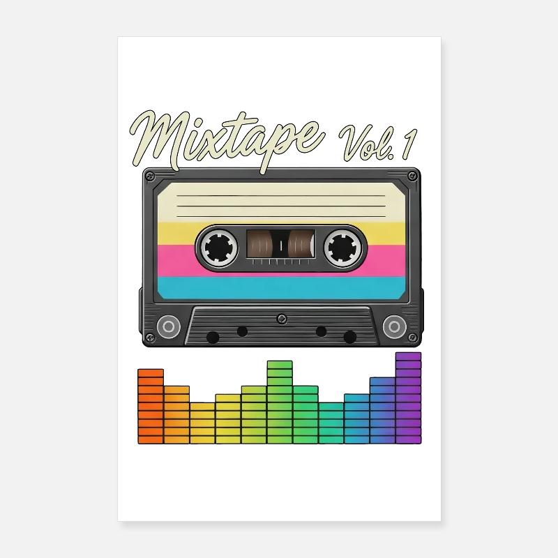 Mixtape Vol.1 Cassette Rétro Poster 60 x 90 cm