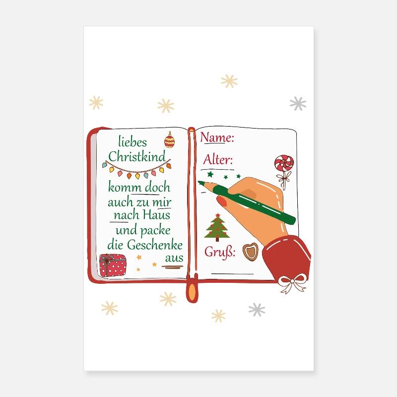 Wunschzettel Christkind  Poster 60x90 cm