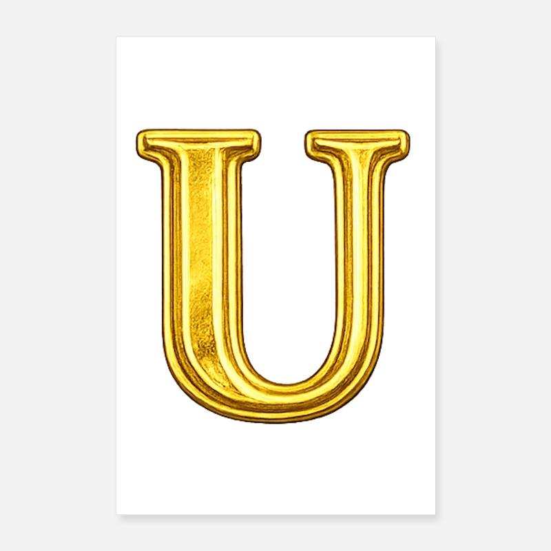 Goldenes U Monogramm Poster 60x90 cm