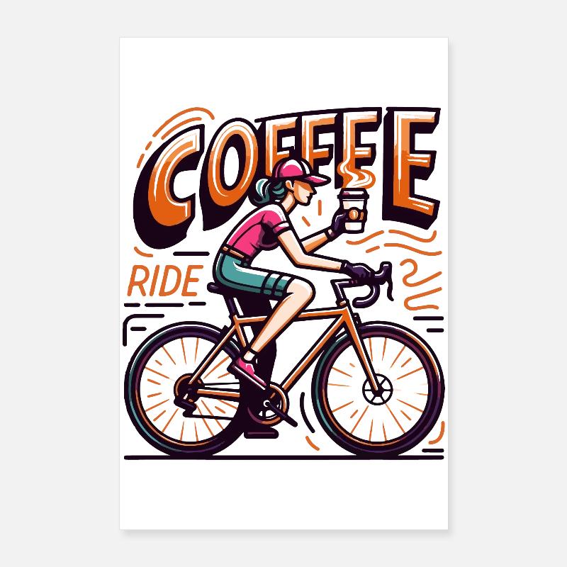 Illustration de balade de café vibrant Poster 60 x 90 cm