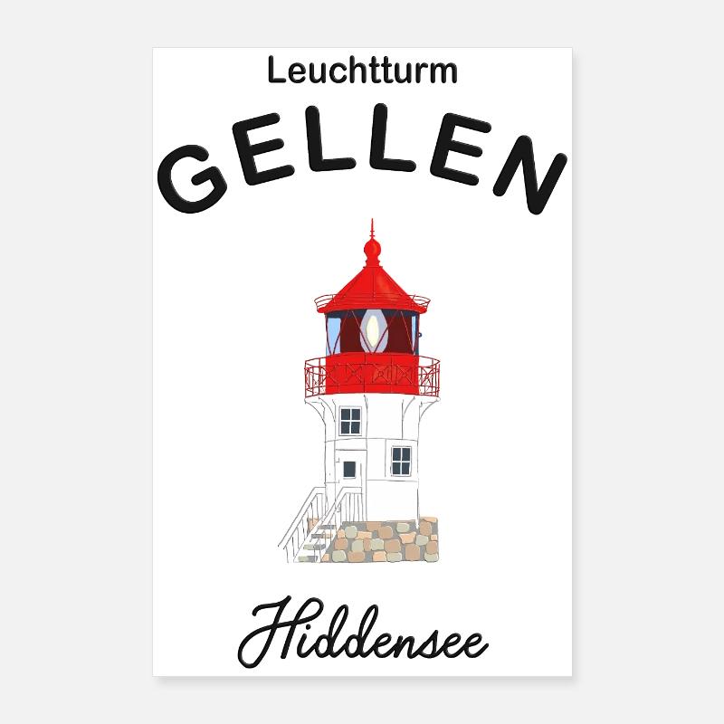 Hiddensee, Leuchtturm Gellen, Deutsche Ostsee Poster 60x90 cm