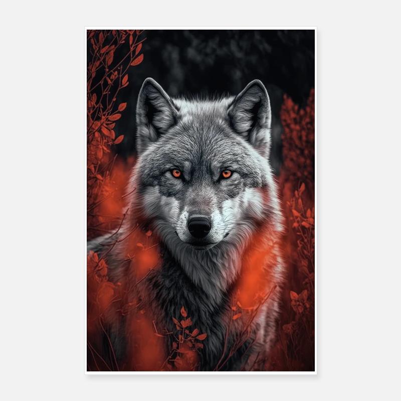 Loup, image infrarouge Poster 60 x 90 cm
