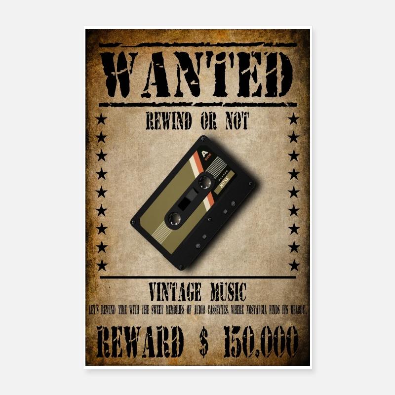 WANTED CASSETTE AUDIO Poster 60 x 90 cm