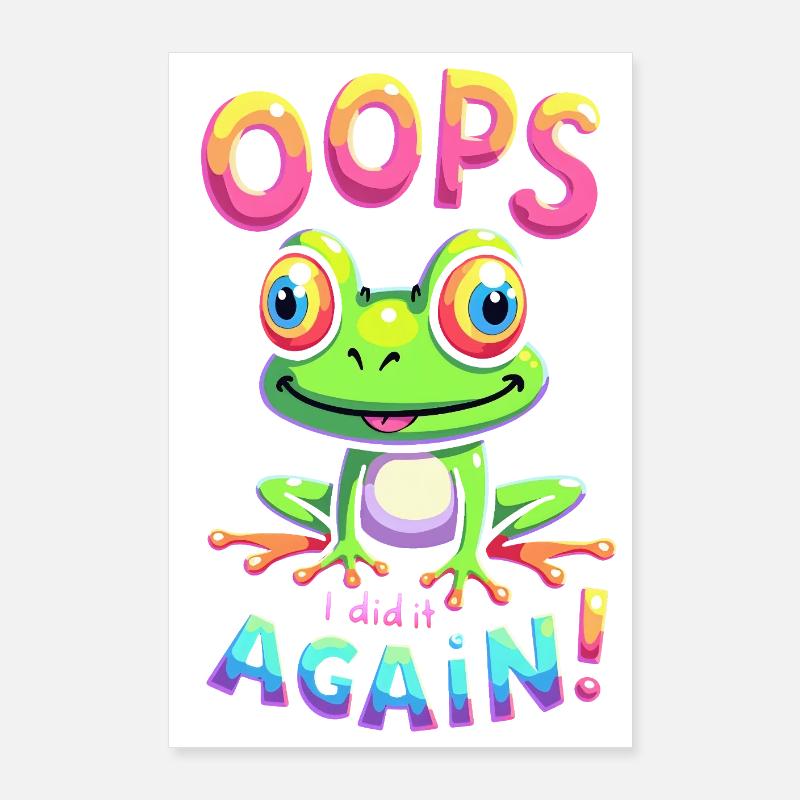 Colorful Frog with Optimistic Message Poster 24" x 35" (60x90 cm)