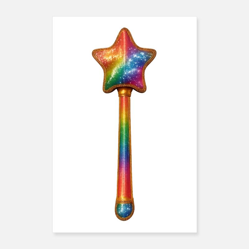 Rainbow Star Wand Design Poster 24" x 35" (60x90 cm)
