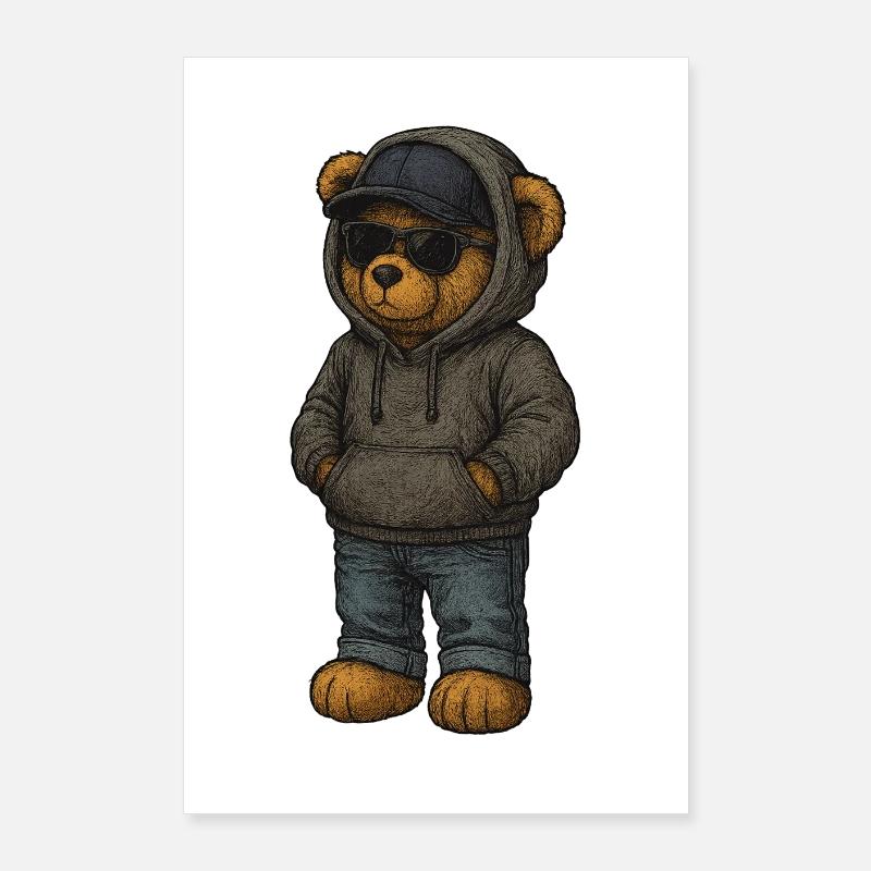 Sweat à capuche urbain Bear Poster 60 x 90 cm