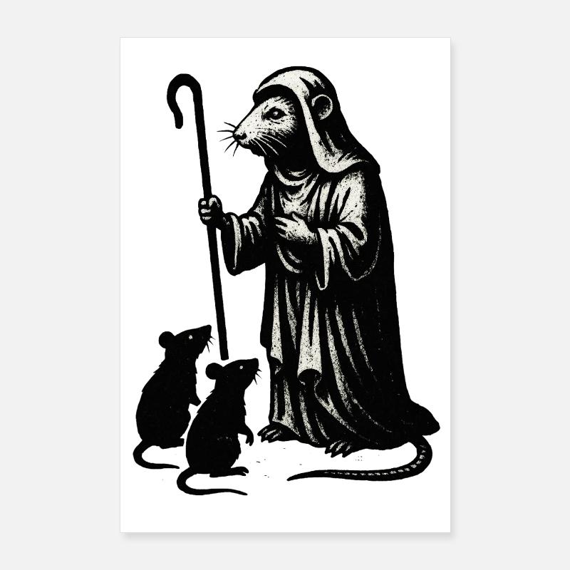 Plague doctor and mice Poster 24" x 35" (60x90 cm)