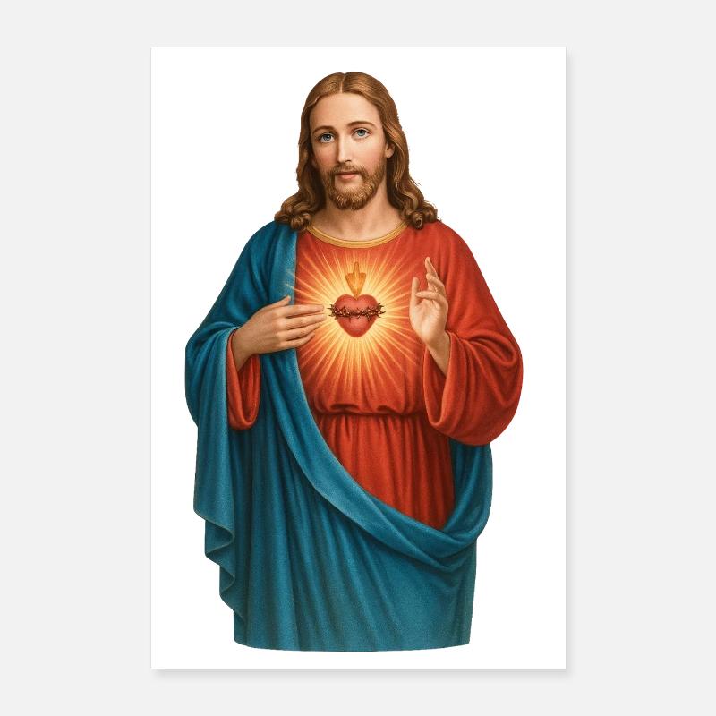 Sacred Heart Light Rays Illustration Poster 24" x 35" (60x90 cm)
