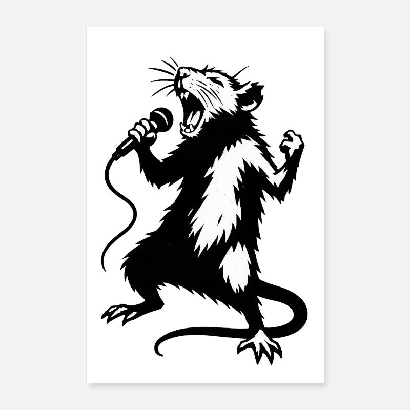 Rat Singer with Microphone Poster 24" x 35" (60x90 cm)