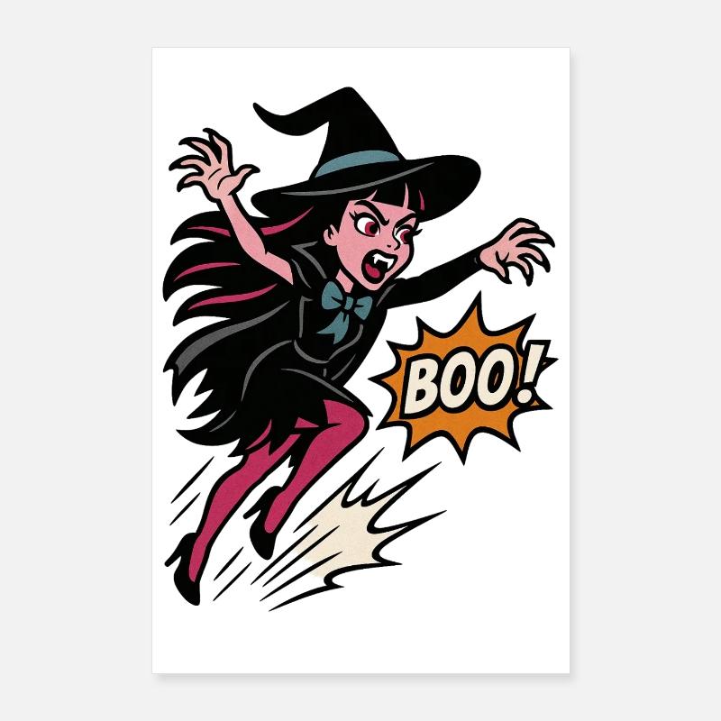Hexenheldin im Sprung Boo Poster 60x90 cm