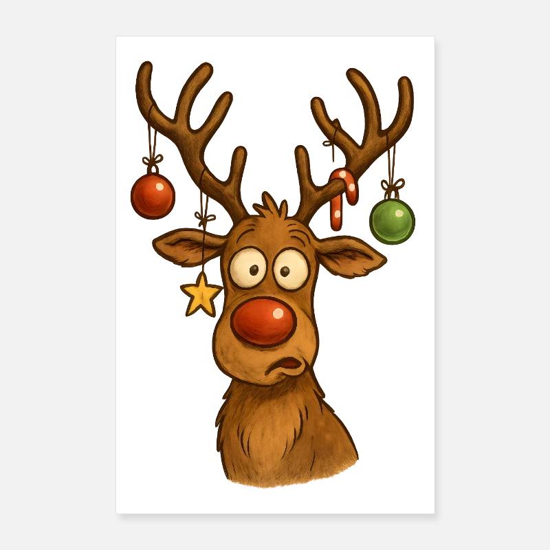Deer with Christmas baubles Poster 24" x 35" (60x90 cm)