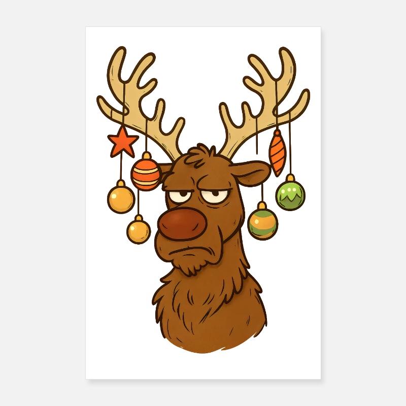 Grumpy Festive Reindeer Poster 60 x 90 cm
