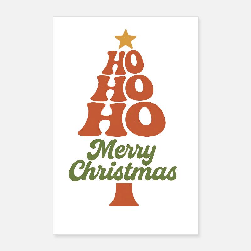 HoHoHo Weihnachtsbaum Typografie Poster 60x90 cm