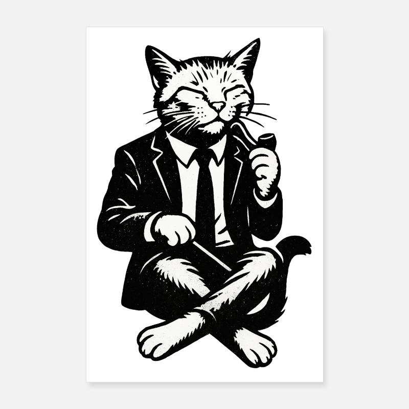 Cat in Suit Noir Poster 24" x 35" (60x90 cm)