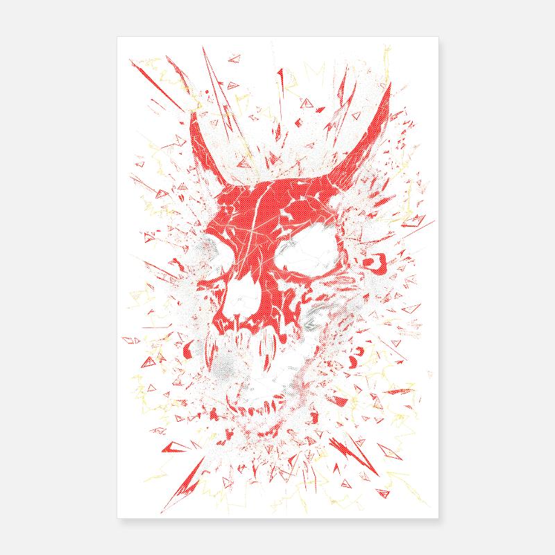 Neon-zerschmetterter Dämonenschädel Poster 60x90 cm